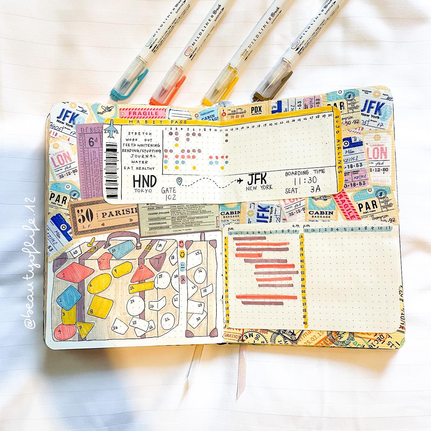 How To Travel With Your Journal Supplies + Travel Packing Spread