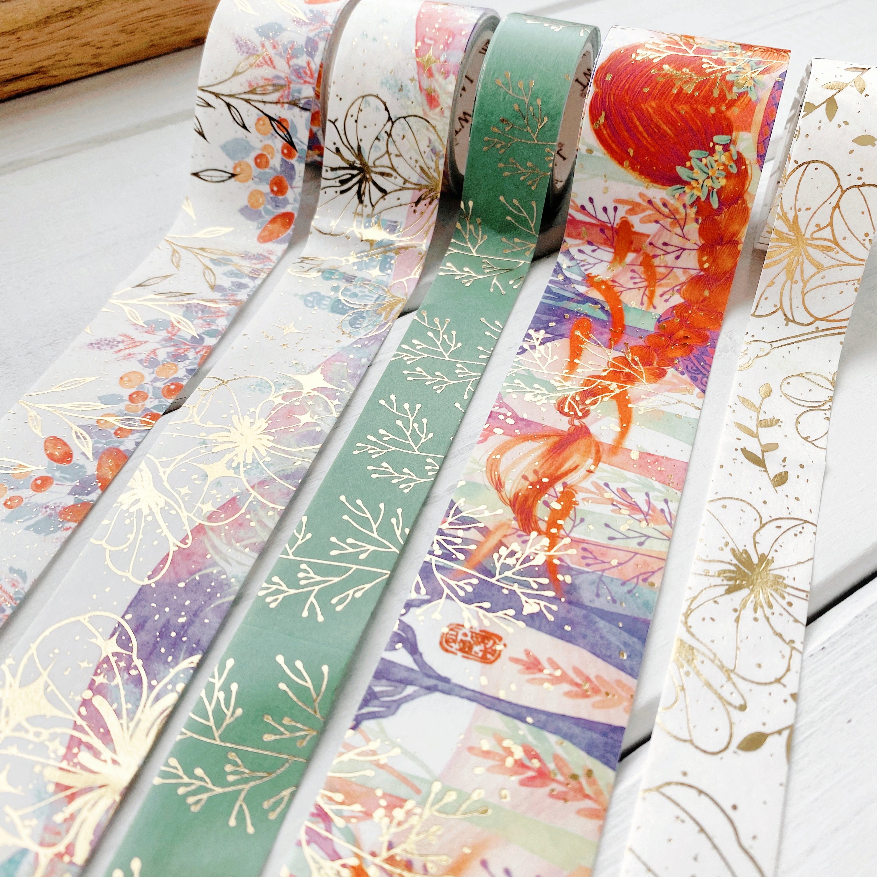 Gold Foil Flowers Washi Tape Set 18Pc - Anandha Stationery Stores