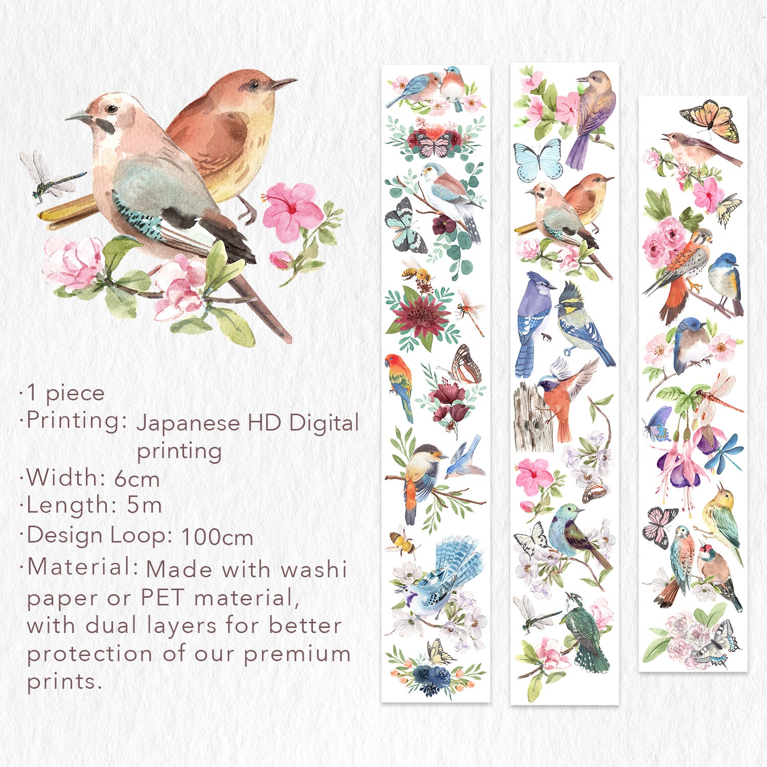 Spring Serenade Wide Washi / PET Tape | The Washi Tape Shop. Beautiful Washi and Decorative Tape For Bullet Journals, Gift Wrapping, Planner Decoration and DIY Projects