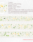 Pre-cut Petals en Blanc Wide PET Tape | The Washi Tape Shop. Beautiful Washi and Decorative Tape For Bullet Journals, Gift Wrapping, Planner Decoration and DIY Projects