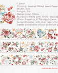 Pre-cut Holly Bloom Wide Washi/PET Tape (Seashell Gilded)