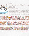 Pre-cut Kitty Cascade Wide Washi/PET Tape
