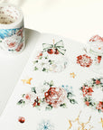Pre-cut Holly Bloom Wide Washi/PET Tape | The Washi Tape Shop. Beautiful Washi and Decorative Tape For Bullet Journals, Gift Wrapping, Planner Decoration and DIY Projects