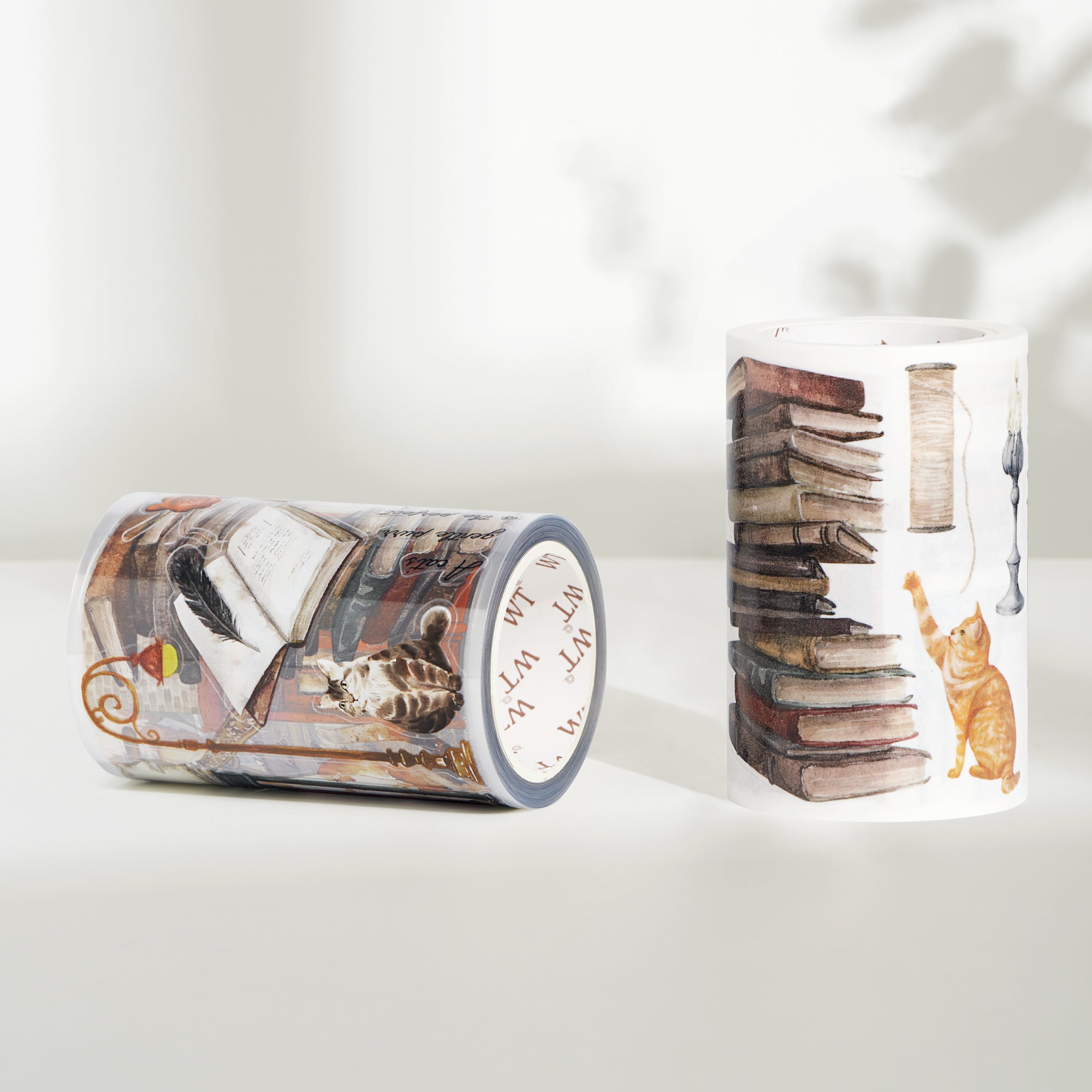 Pre-cut Cats and Books Wide Washi/PET Tape | The Washi Tape Shop. Beautiful Washi and Decorative Tape For Bullet Journals, Gift Wrapping, Planner Decoration and DIY Projects