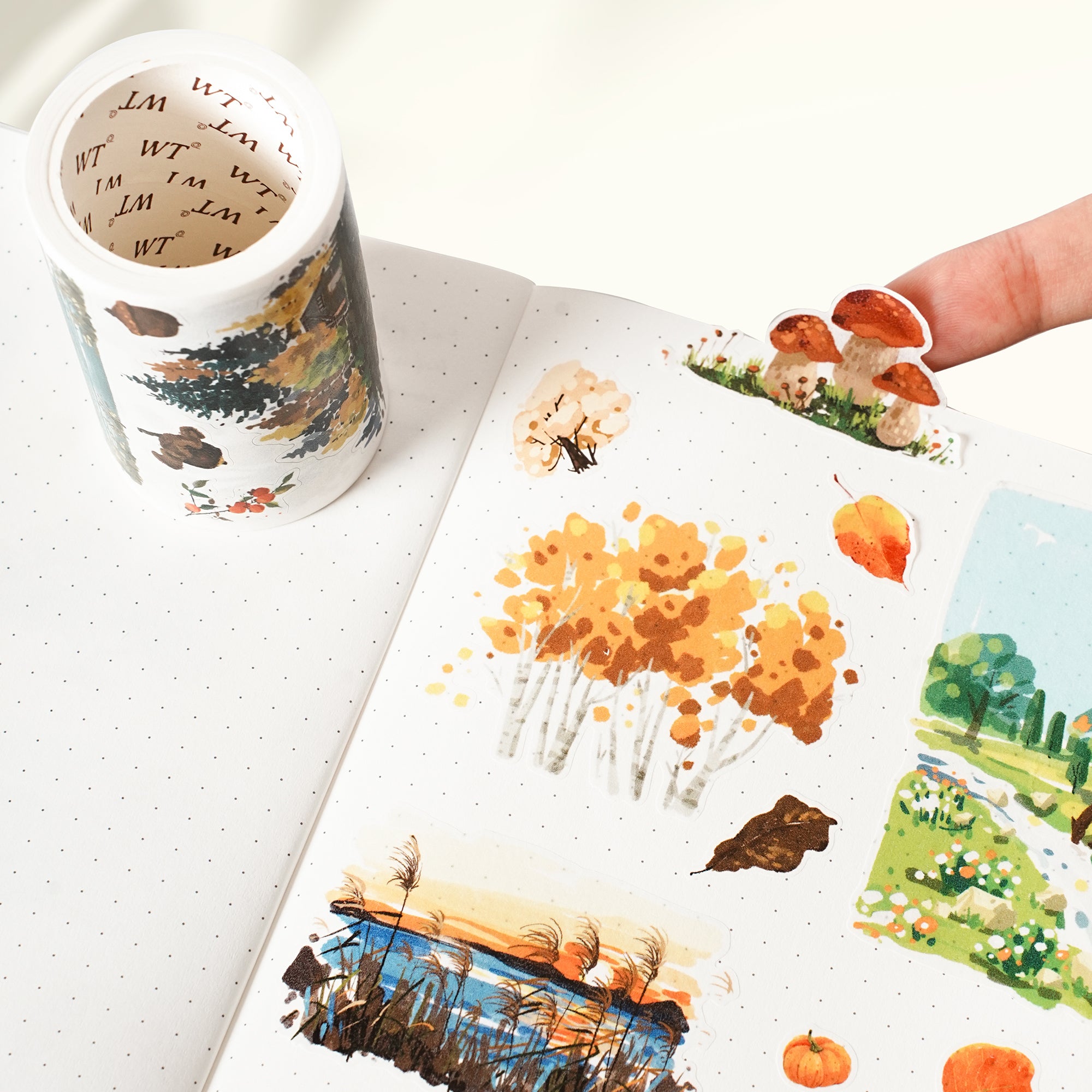 Pre-cut Amber Leaves Wide Washi/PET Tape | The Washi Tape Shop. Beautiful Washi and Decorative Tape For Bullet Journals, Gift Wrapping, Planner Decoration and DIY Projects