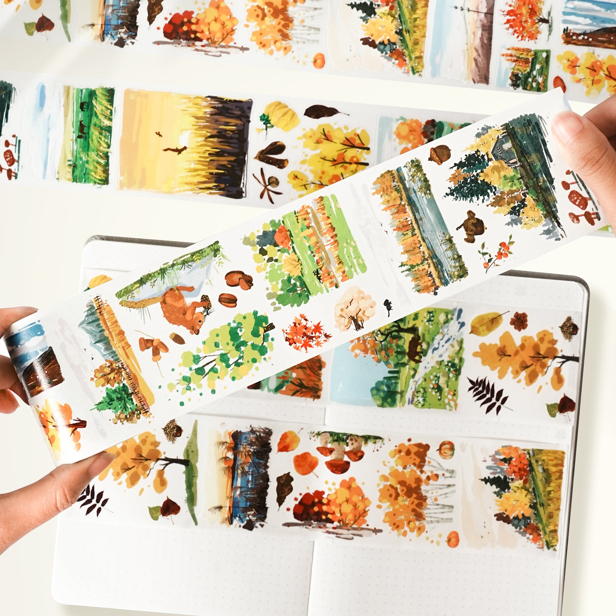 Pre-cut Amber Leaves Wide Washi/PET Tape | The Washi Tape Shop. Beautiful Washi and Decorative Tape For Bullet Journals, Gift Wrapping, Planner Decoration and DIY Projects
