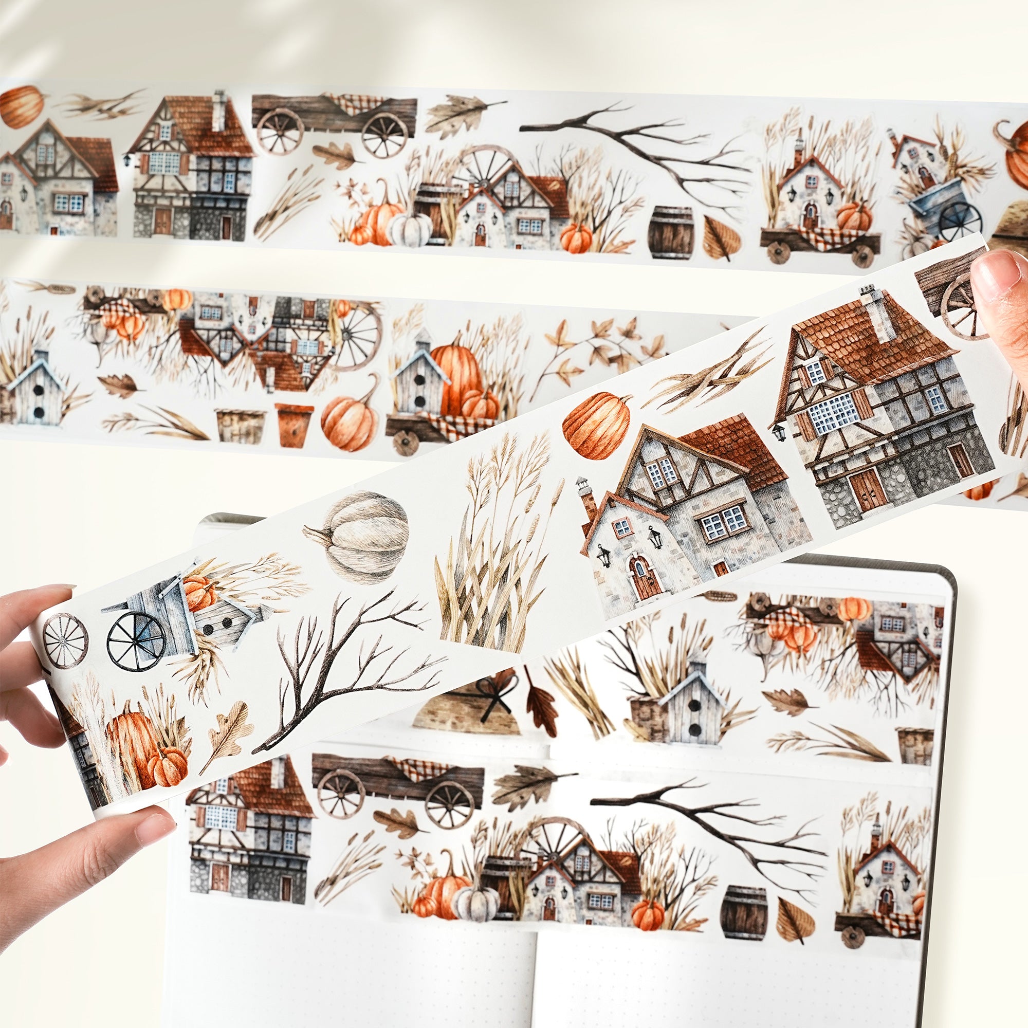 Pre-cut Autumn Homestead Wide Washi/PET Tape | The Washi Tape Shop. Beautiful Washi and Decorative Tape For Bullet Journals, Gift Wrapping, Planner Decoration and DIY Projects