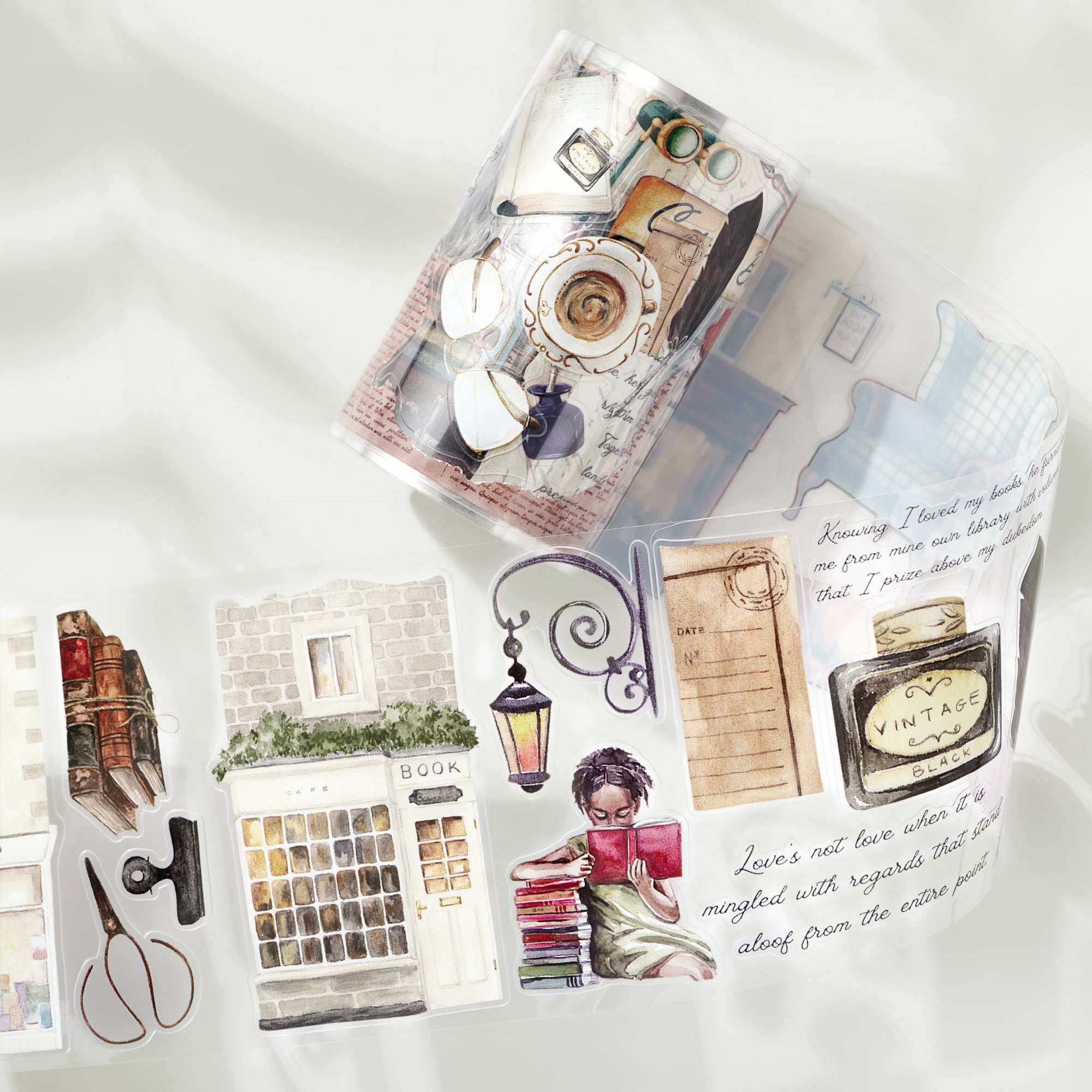 Pre-cut Cats and Books Wide Washi/PET Tape | The Washi Tape Shop. Beautiful Washi and Decorative Tape For Bullet Journals, Gift Wrapping, Planner Decoration and DIY Projects