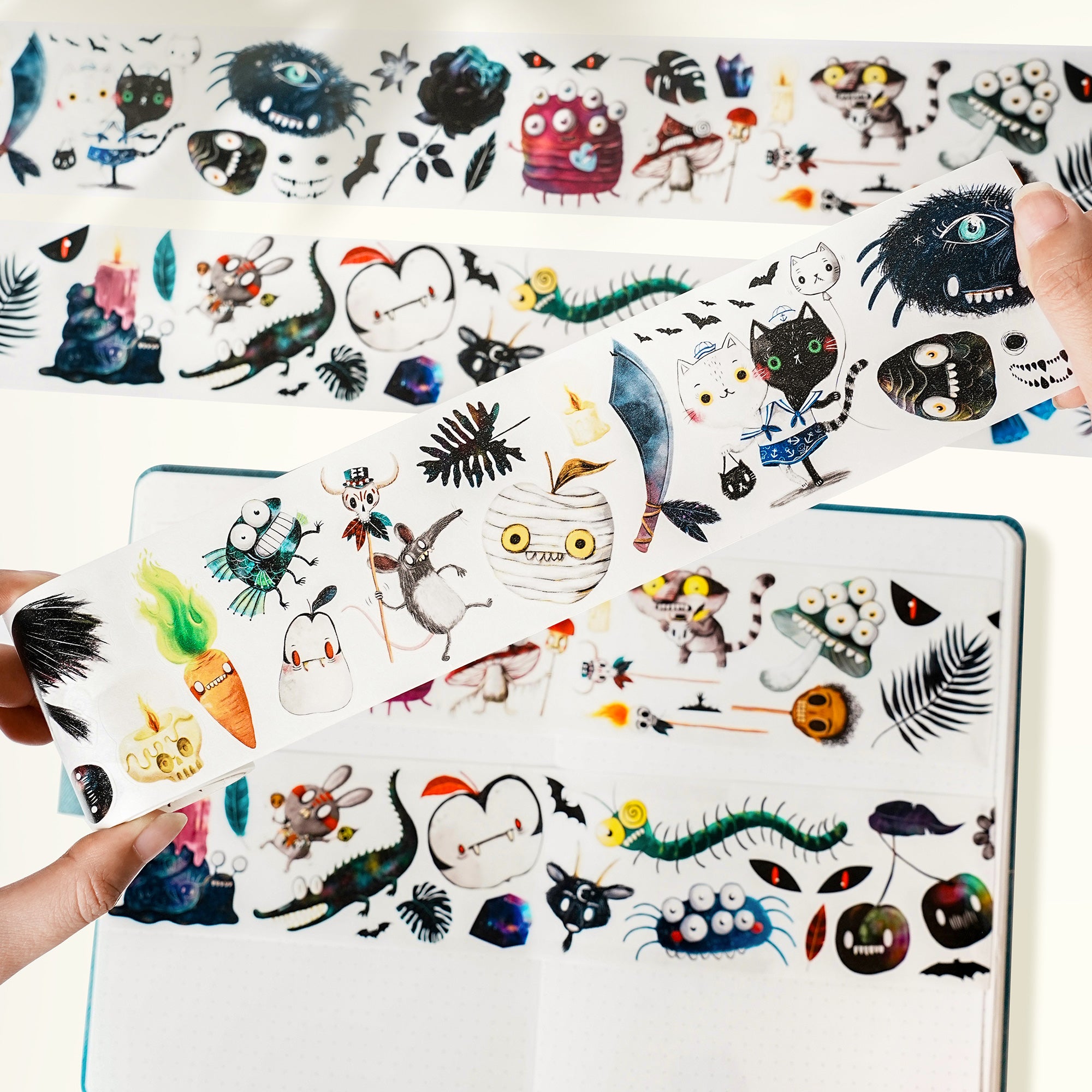 Pre-cut Midnight Monsters Wide Washi/PET Tape | The Washi Tape Shop. Beautiful Washi and Decorative Tape For Bullet Journals, Gift Wrapping, Planner Decoration and DIY Projects