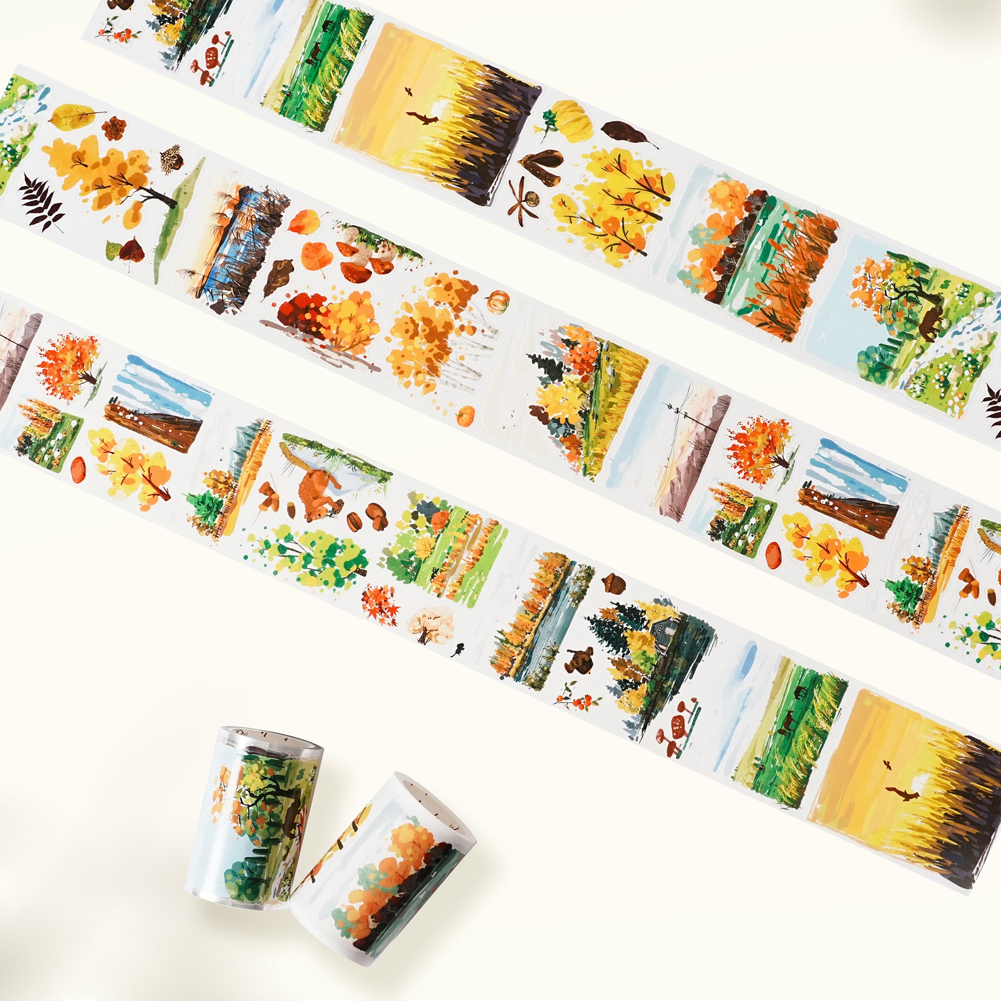Pre-cut Amber Leaves Wide Washi/PET Tape | The Washi Tape Shop. Beautiful Washi and Decorative Tape For Bullet Journals, Gift Wrapping, Planner Decoration and DIY Projects