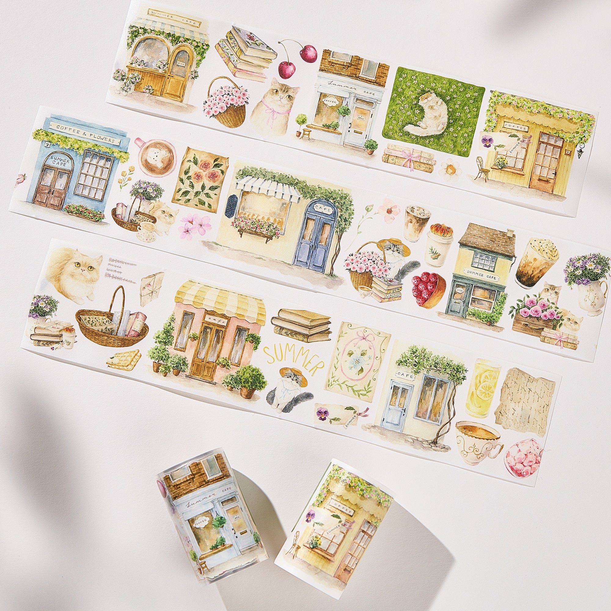 カナダWT Pre-cut Summer Café PET Pre-cut Summer Café Wide Washi/PET Tape | The Washi Tape Shop