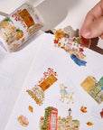 Pre-cut Autumn Village Wide Washi/PET Tape (Seashell Gilded)