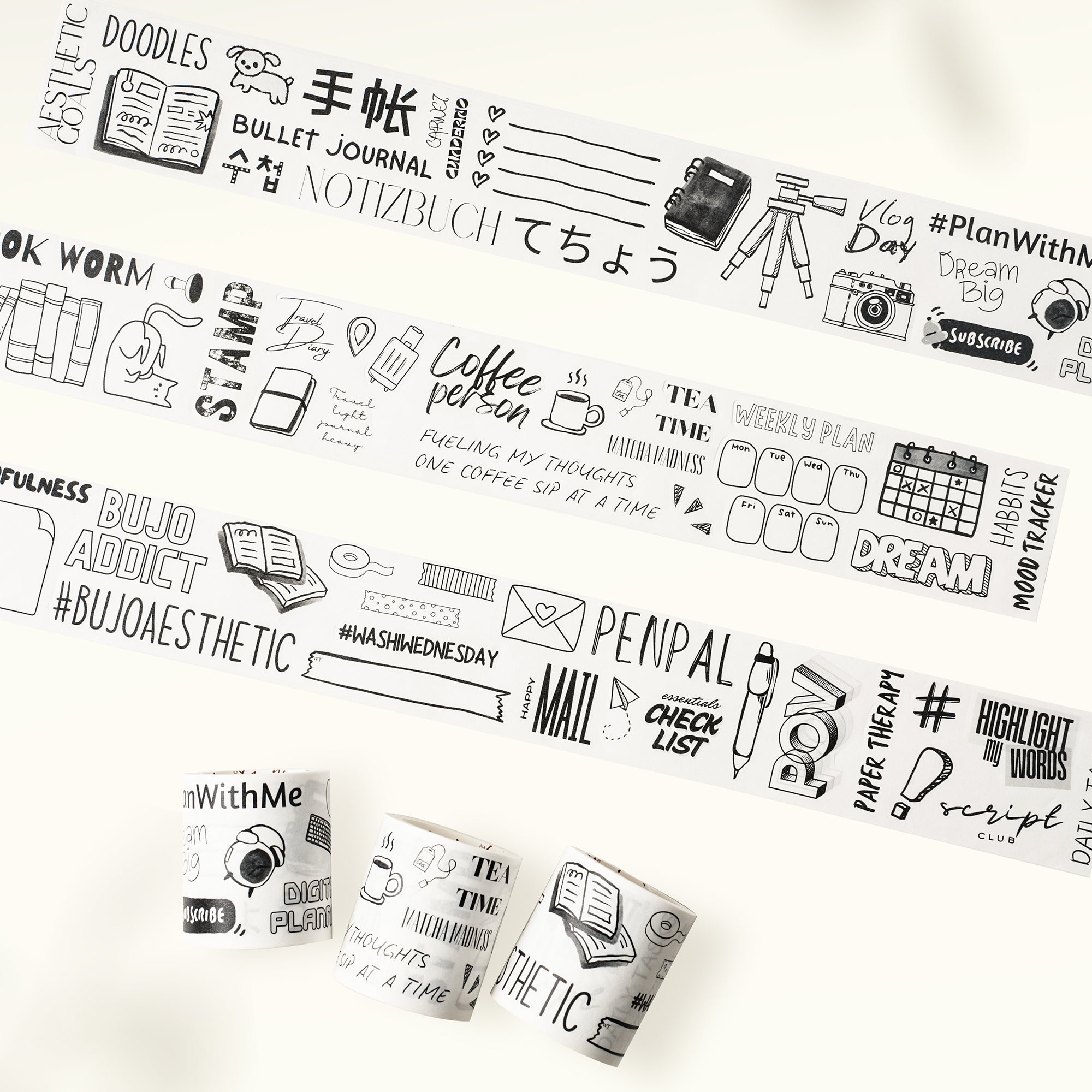 Daily Bujo Washi Tape Sticker Set | The Washi Tape Shop. Beautiful Washi and Decorative Tape For Bullet Journals, Gift Wrapping, Planner Decoration and DIY Projects