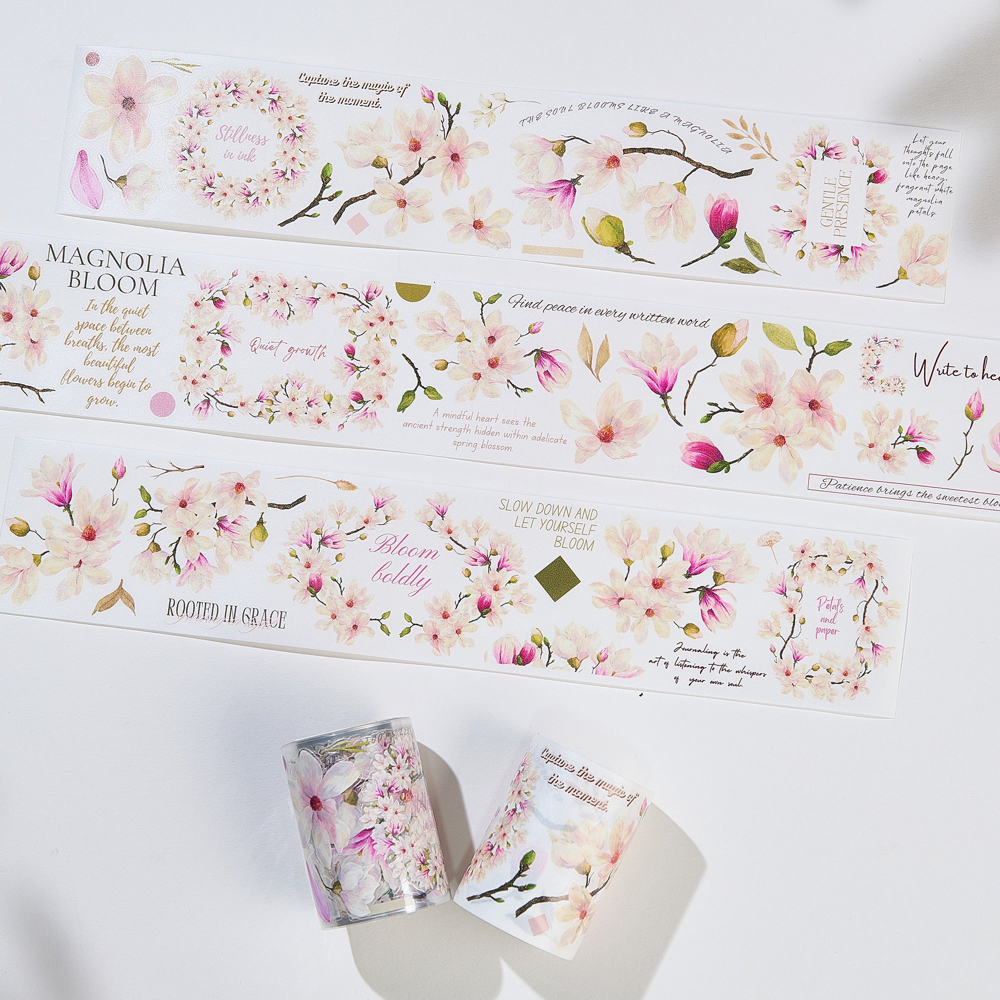 Pre-cut Magnolia Bloom Wide Washi/PET Tape | The Washi Tape Shop