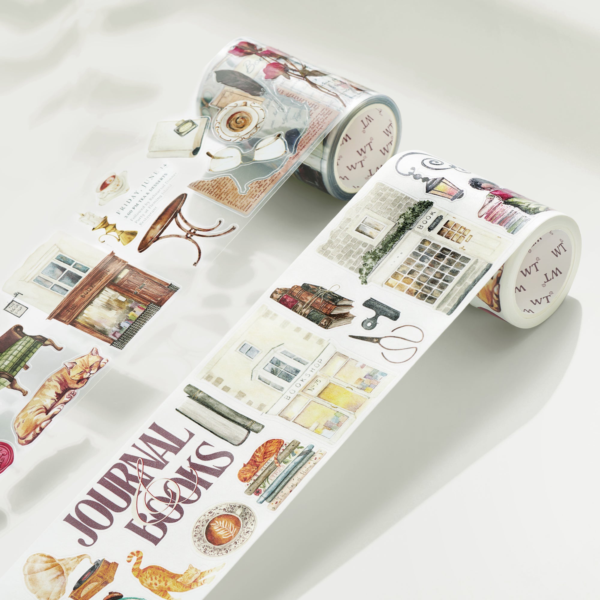 Pre-cut Cats and Books Wide Washi/PET Tape | The Washi Tape Shop. Beautiful Washi and Decorative Tape For Bullet Journals, Gift Wrapping, Planner Decoration and DIY Projects