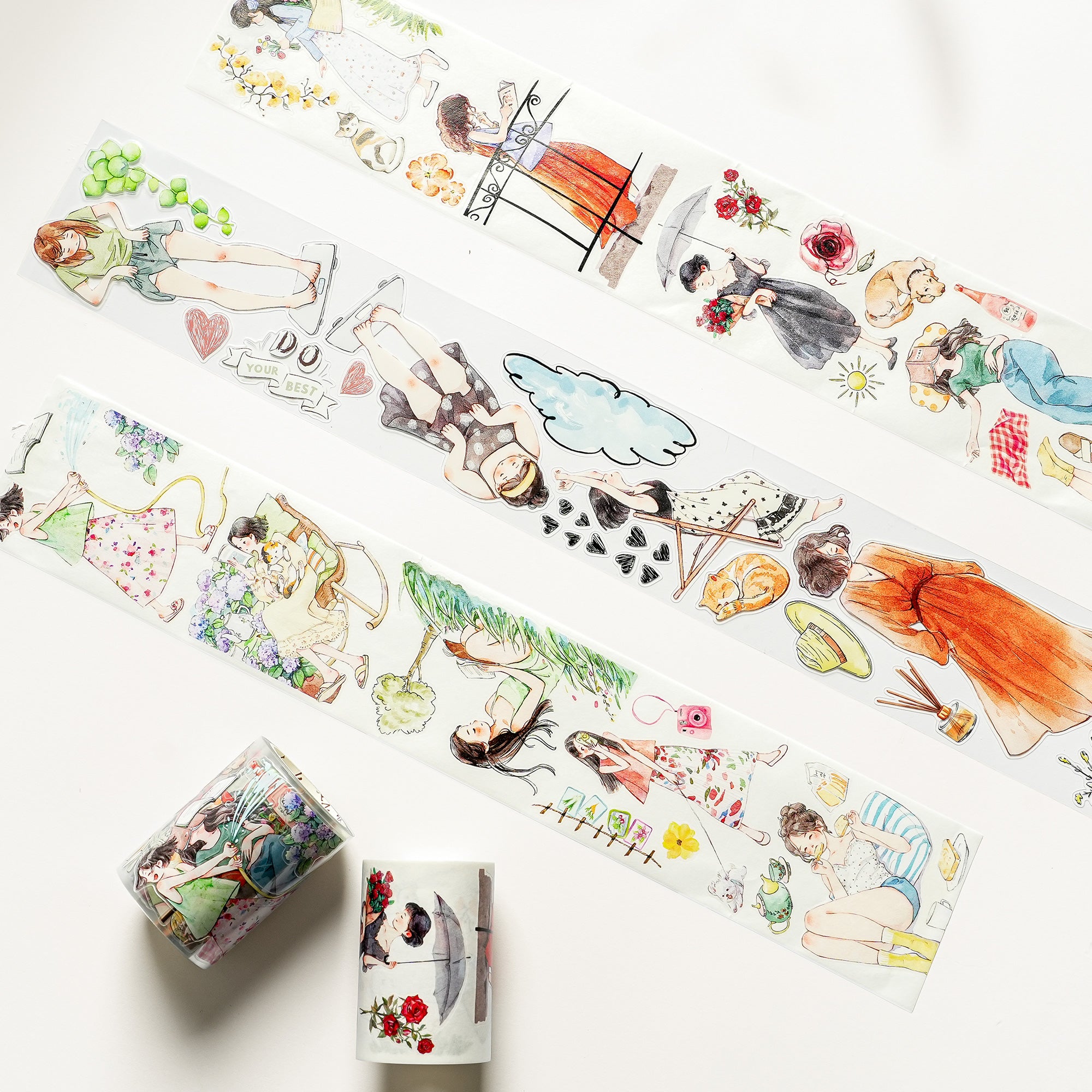Pre-cut Leisurely Days Wide Washi/PET Tape | The Washi Tape Shop