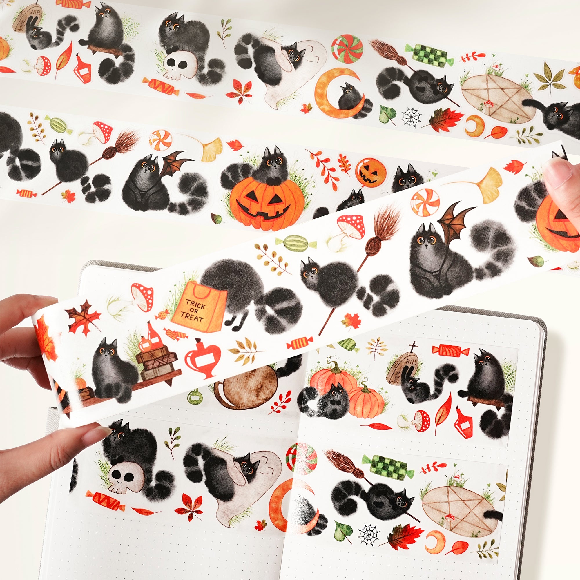 Pre-cut Shadow Paws Wide Washi/PET Tape | The Washi Tape Shop. Beautiful Washi and Decorative Tape For Bullet Journals, Gift Wrapping, Planner Decoration and DIY Projects