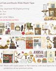 Pre-cut Cats and Books Wide Washi/PET Tape | The Washi Tape Shop. Beautiful Washi and Decorative Tape For Bullet Journals, Gift Wrapping, Planner Decoration and DIY Projects