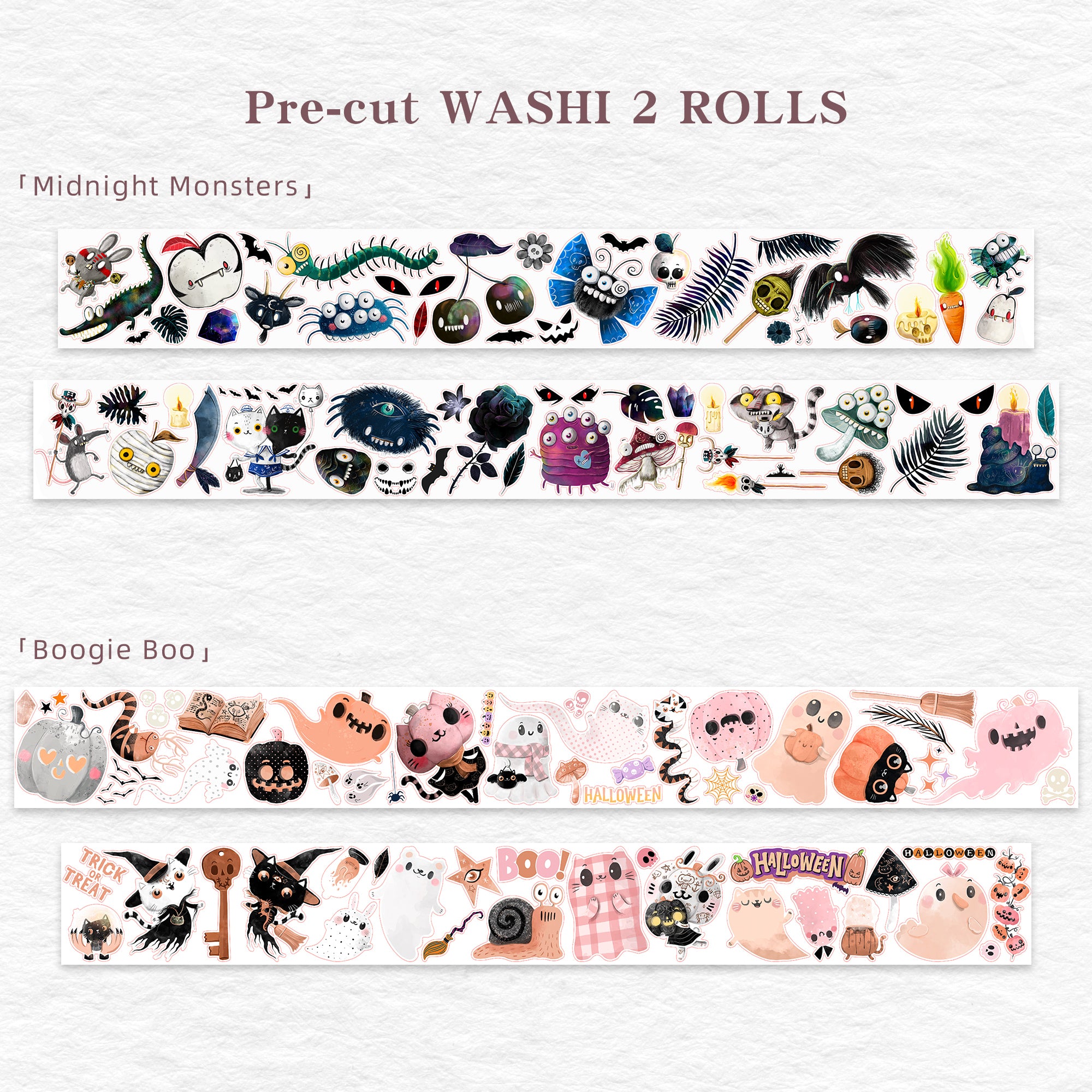 Pre-cut Midnight Monsters Bundle | The Washi Tape Shop. Beautiful Washi and Decorative Tape For Bullet Journals, Gift Wrapping, Planner Decoration and DIY Projects