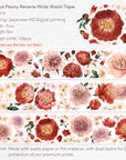 Pre-cut Peony Reverie Wide Washi/PET Tape | The Washi Tape Shop. Beautiful Washi and Decorative Tape For Bullet Journals, Gift Wrapping, Planner Decoration and DIY Projects