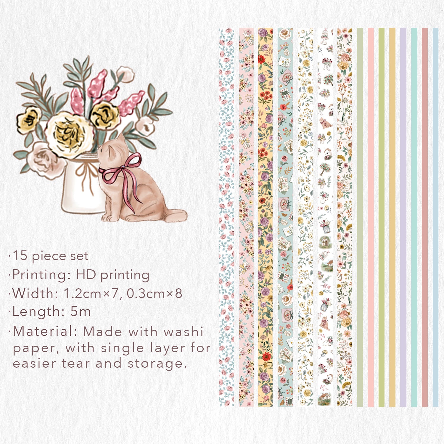 Floral Lane Washi Tape Set | The Washi Tape Shop. Beautiful Washi and Decorative Tape For Bullet Journals, Gift Wrapping, Planner Decoration and DIY Projects