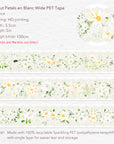 Pre-cut Petals en Blanc Wide PET Tape | The Washi Tape Shop. Beautiful Washi and Decorative Tape For Bullet Journals, Gift Wrapping, Planner Decoration and DIY Projects