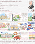 Pre-cut Washington Icons Wide Washi/PET Tape | The Washi Tape Shop. Beautiful Washi and Decorative Tape For Bullet Journals, Gift Wrapping, Planner Decoration and DIY Projects