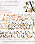 Pre-cut Harvest Script Wide Washi/PET Tape | The Washi Tape Shop. Beautiful Washi and Decorative Tape For Bullet Journals, Gift Wrapping, Planner Decoration and DIY Projects