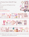 Pre-cut Parisian Charm Wide Washi/PET Tape | The Washi Tape Shop. Beautiful Washi and Decorative Tape For Bullet Journals, Gift Wrapping, Planner Decoration and DIY Projects