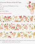Pre-cut Summer Blossom Wide Washi/PET Tape | The Washi Tape Shop. Beautiful Washi and Decorative Tape For Bullet Journals, Gift Wrapping, Planner Decoration and DIY Projects