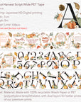 Pre-cut Harvest Script Wide Washi/PET Tape | The Washi Tape Shop. Beautiful Washi and Decorative Tape For Bullet Journals, Gift Wrapping, Planner Decoration and DIY Projects