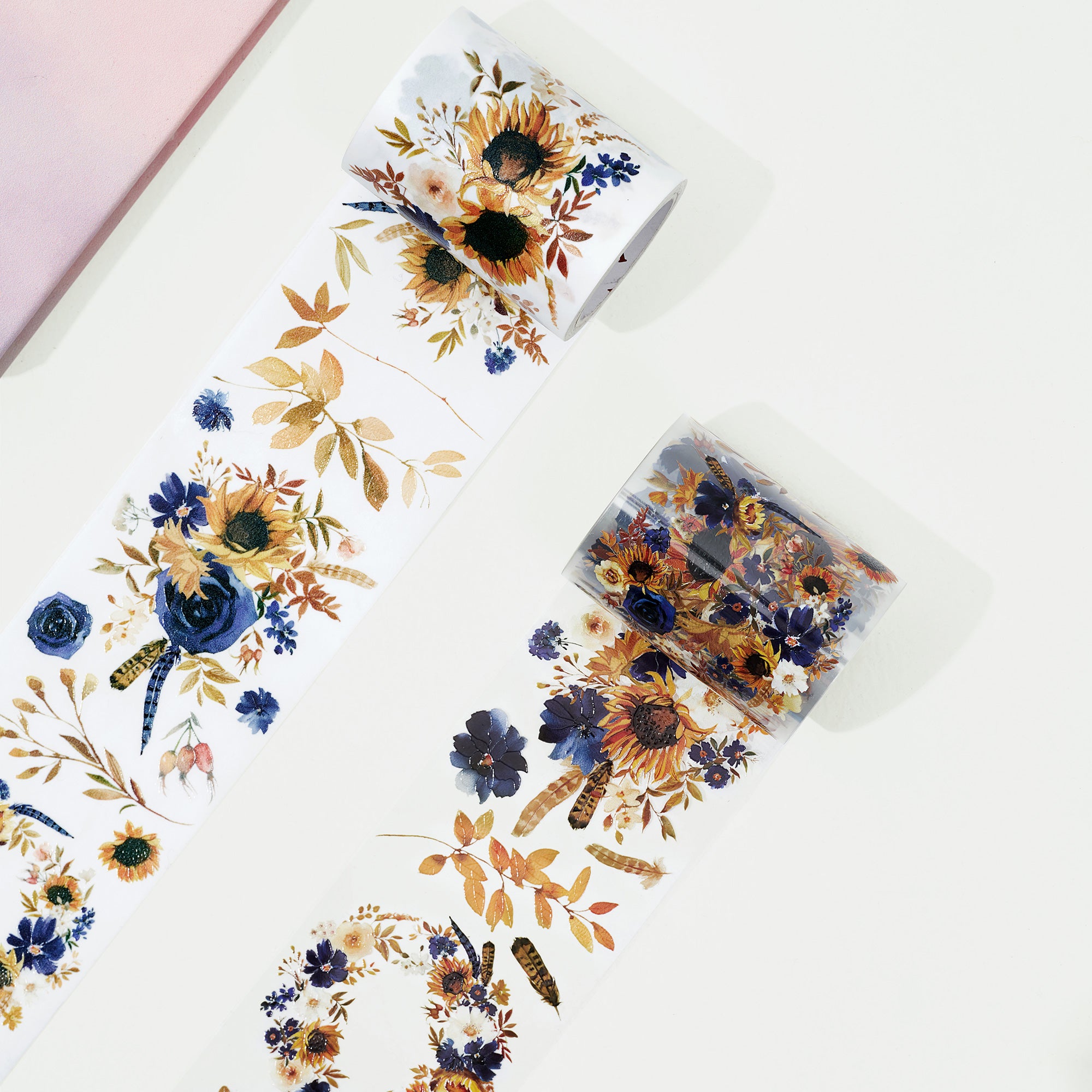 Sunflower & Navy Wide Washi / PET Tape | The Washi Tape Shop. Beautiful Washi and Decorative Tape For Bullet Journals, Gift Wrapping, Planner Decoration and DIY Projects