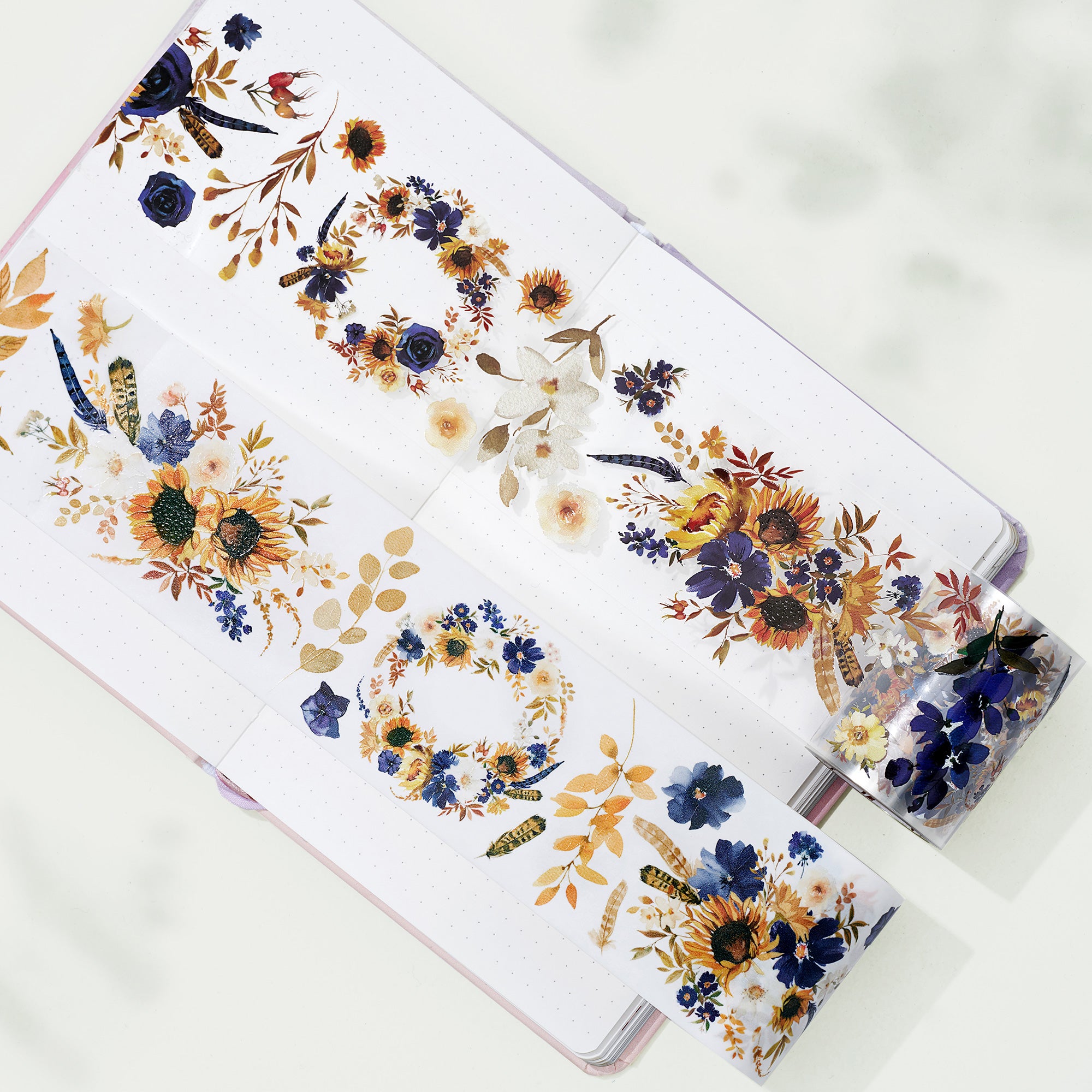 Sunflower & Navy Wide Washi / PET Tape | The Washi Tape Shop. Beautiful Washi and Decorative Tape For Bullet Journals, Gift Wrapping, Planner Decoration and DIY Projects