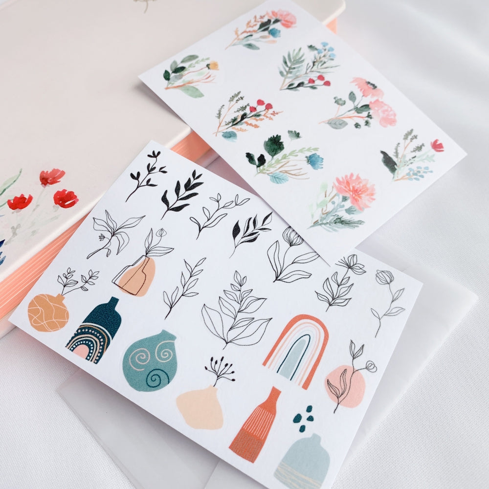 Floral Charm Washi Paper Sticker Set - The Washi Tape Shop