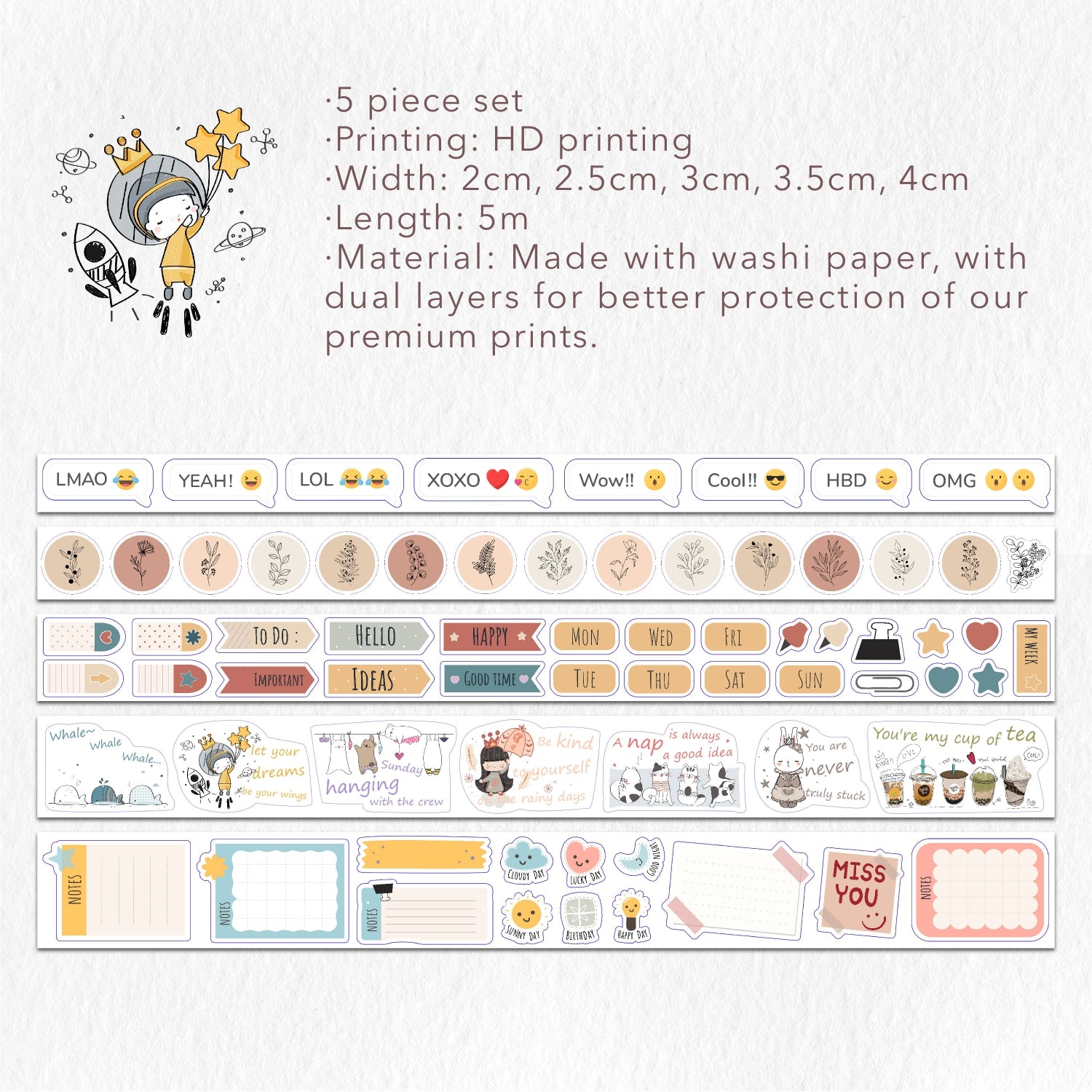 Planner's Washi Tape Sticker Set | The Washi Tape Shop. Beautiful Washi and Decorative Tape For Bullet Journals, Gift Wrapping, Planner Decoration and DIY Projects