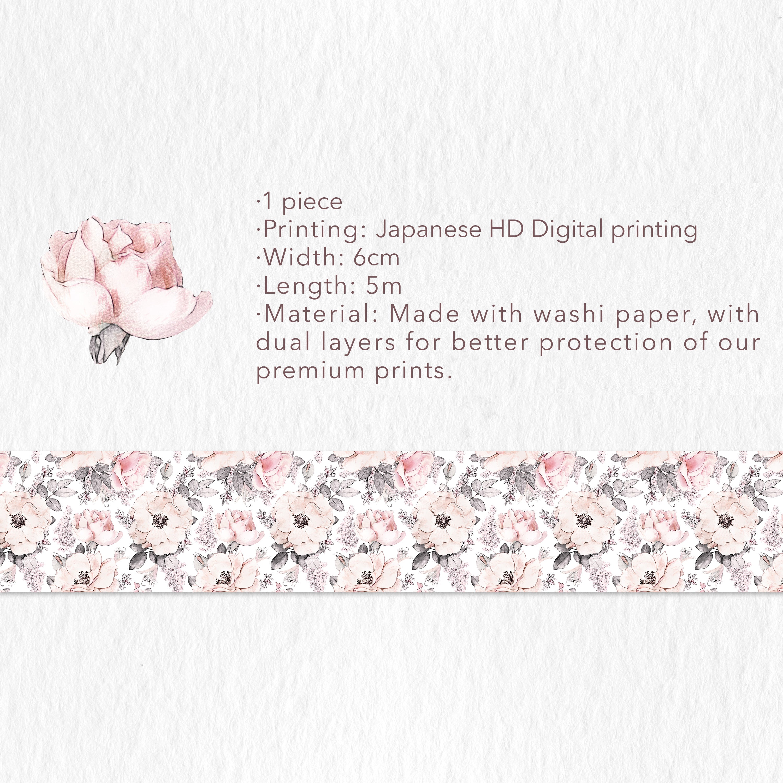 Pink Camellia Wide Washi Tape | The Washi Tape Shop. Beautiful Washi and Decorative Tape For Bullet Journals, Gift Wrapping, Planner Decoration and DIY Projects