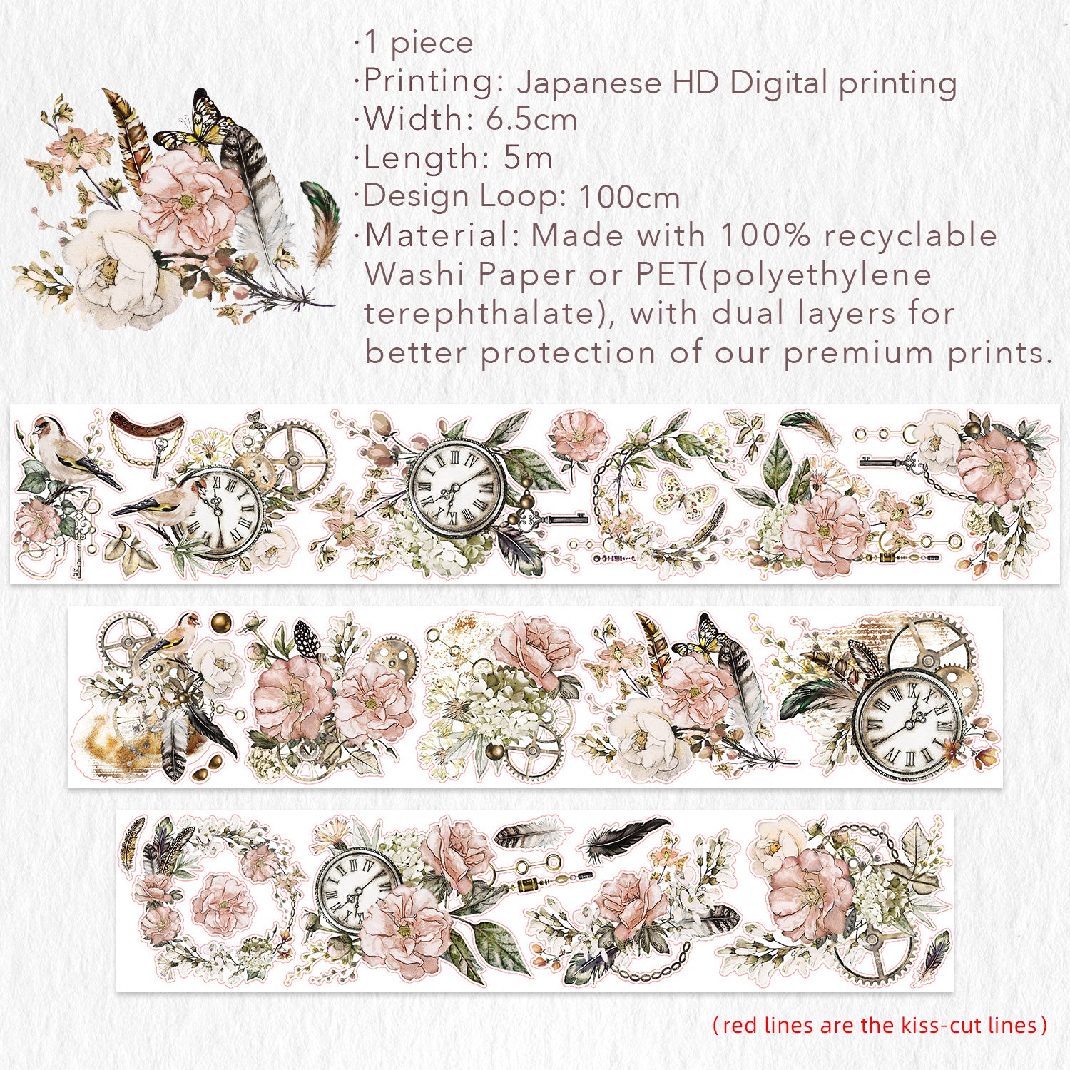 Floral Chronicles Wide Washi/PET Tape
