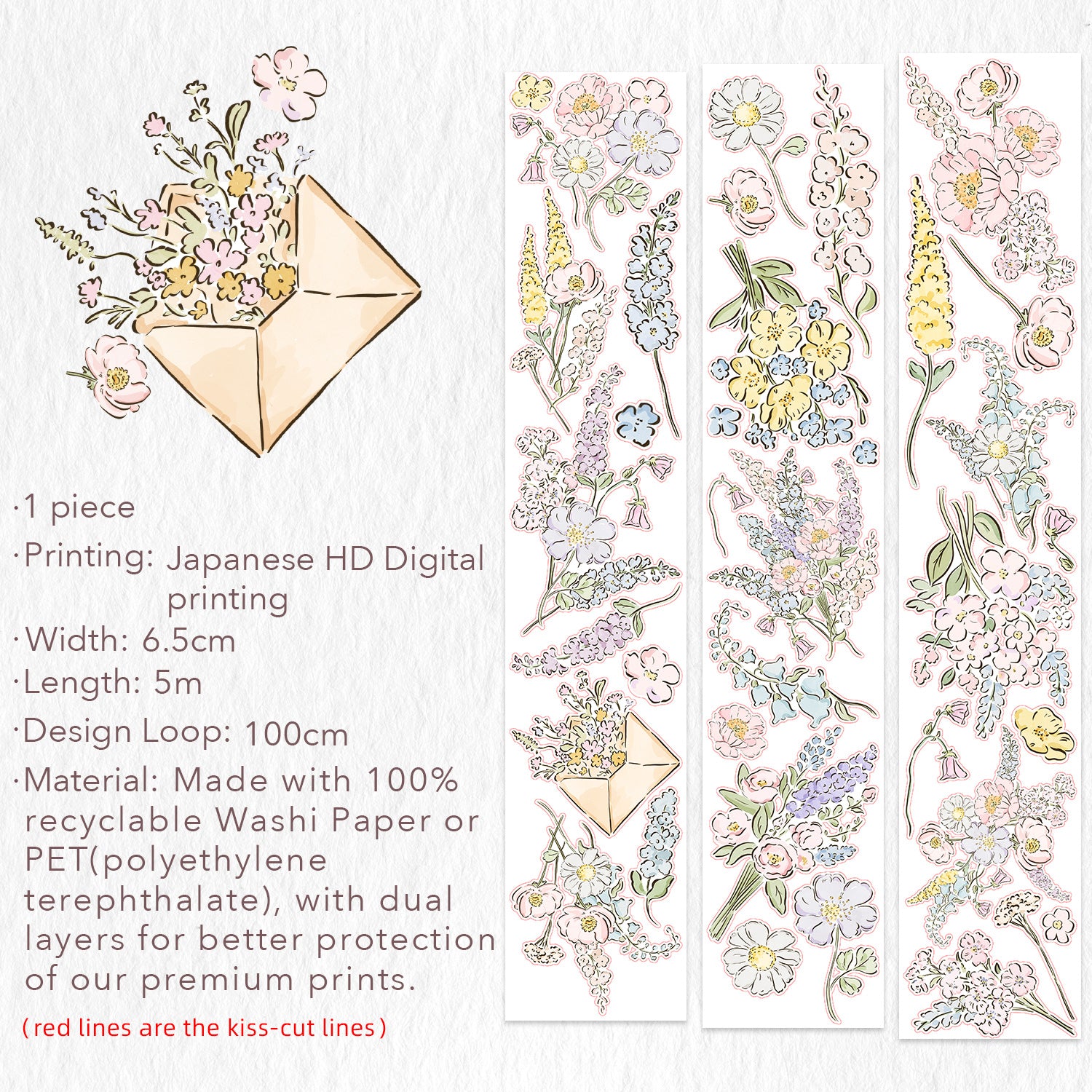 Pre-cut Garden Sprout Wide Washi/PET Tape