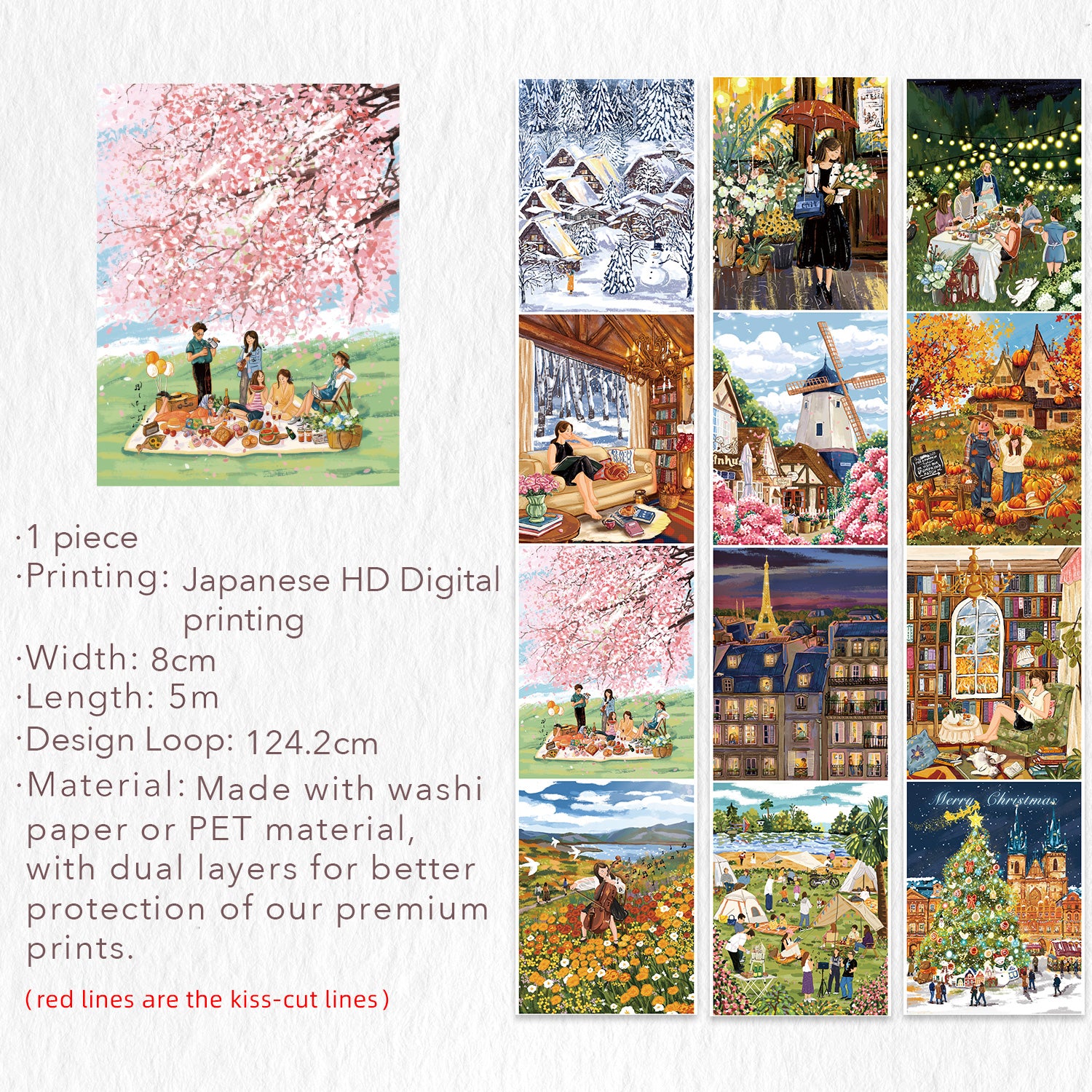 Twelve Moments Wide Washi/PET Tape