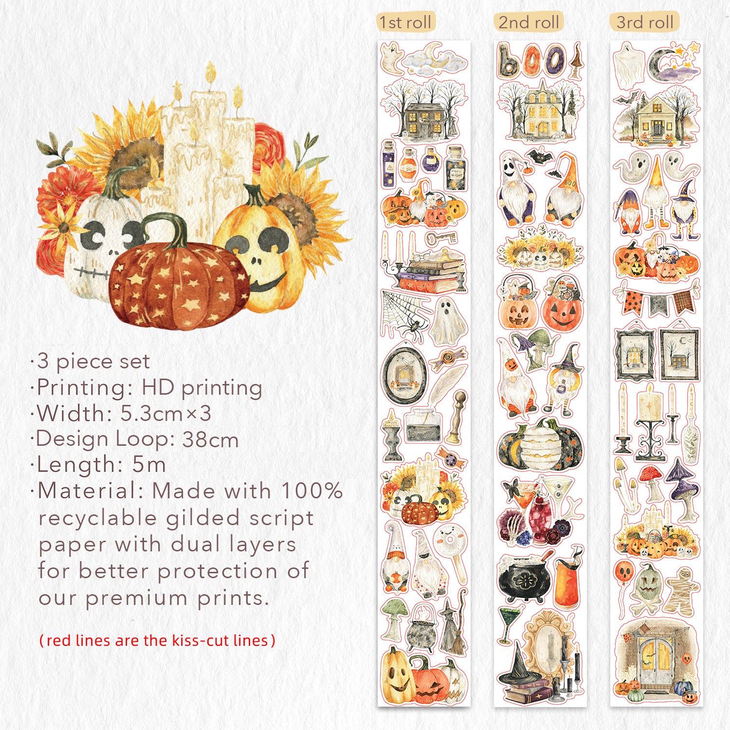 Luminous Haunt Washi Tape Sticker Set (GILDED)