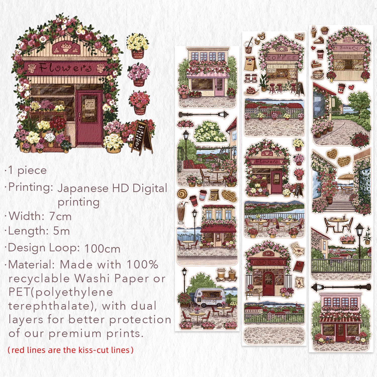 Pre-cut Maple Café Wide Washi/PET Tape