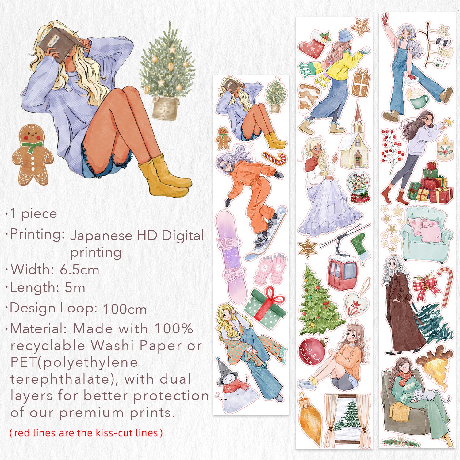 Pre-cut Fireside Tales Wide Washi/PET Tape