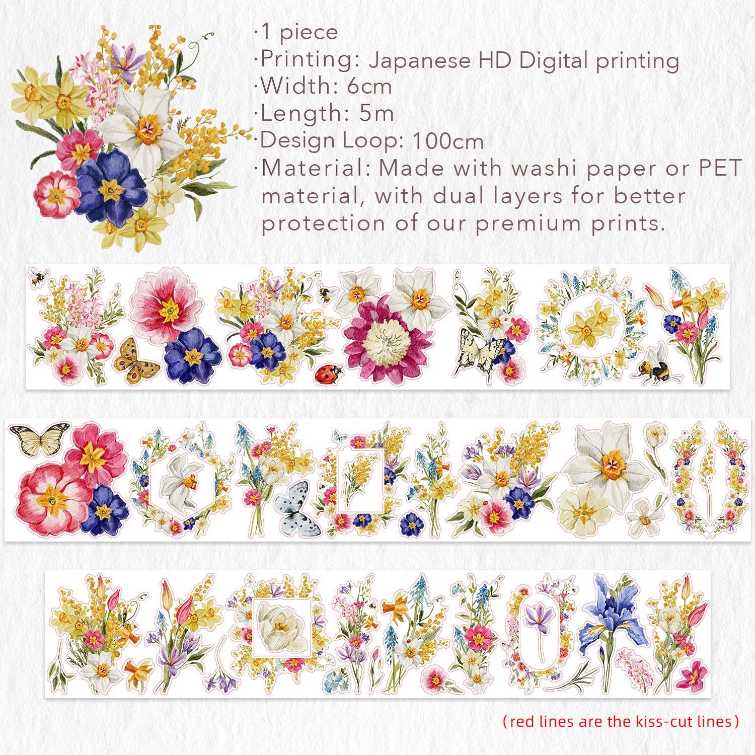 Pre-cut Sunlit Meadow Wide Washi/PET Tape
