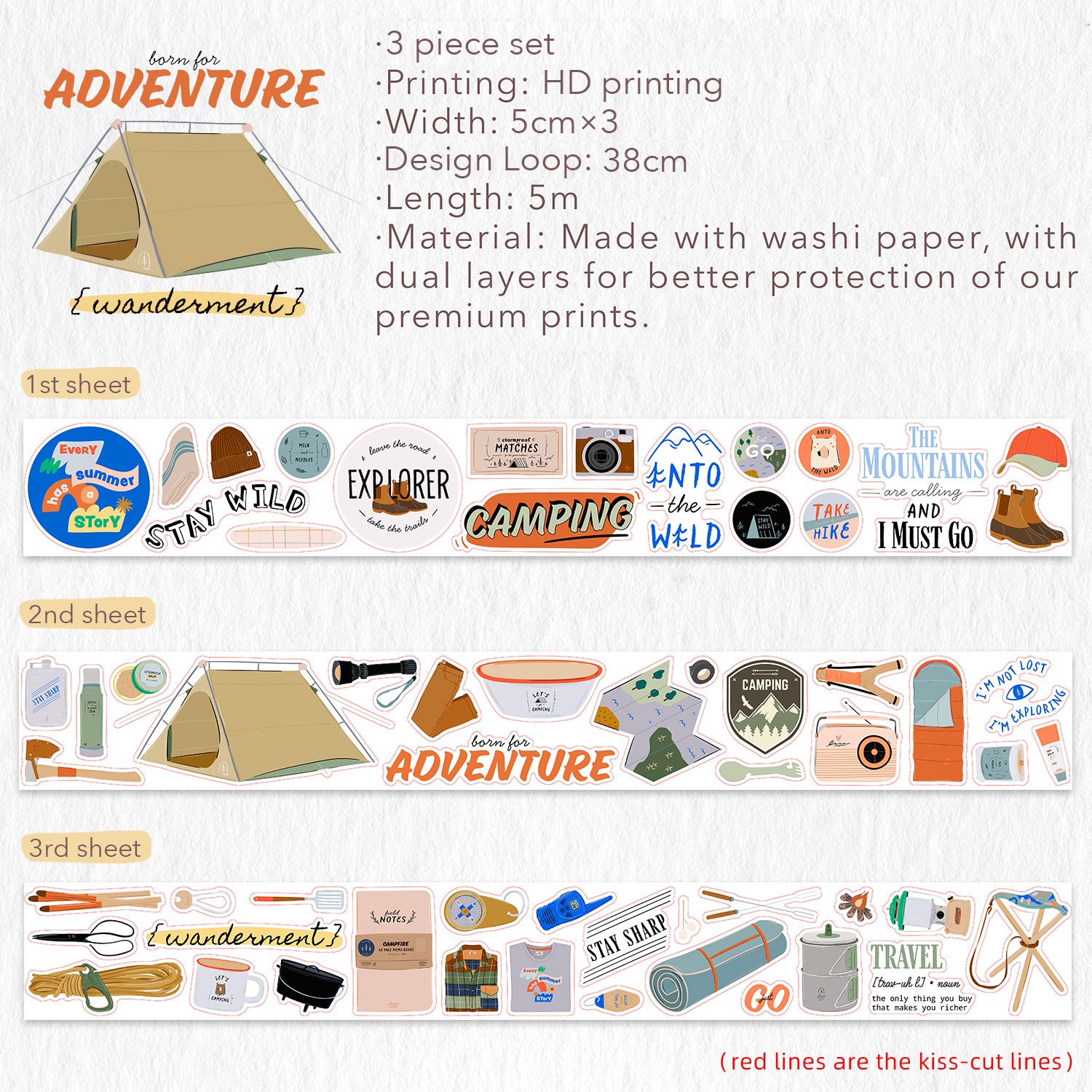 The Adventurer Washi Tape Sticker Set