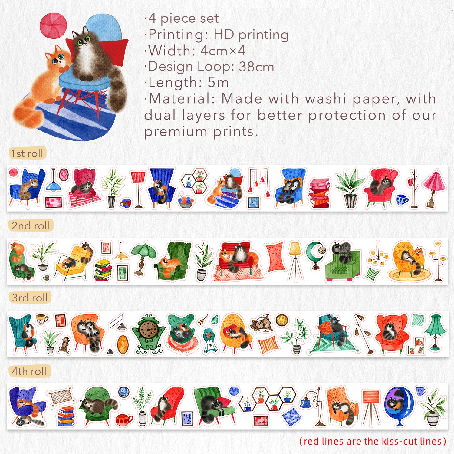 Paw Parlor Washi Tape Sticker Set | The Washi Tape Shop. Beautiful Washi and Decorative Tape For Bullet Journals, Gift Wrapping, Planner Decoration and DIY Projects