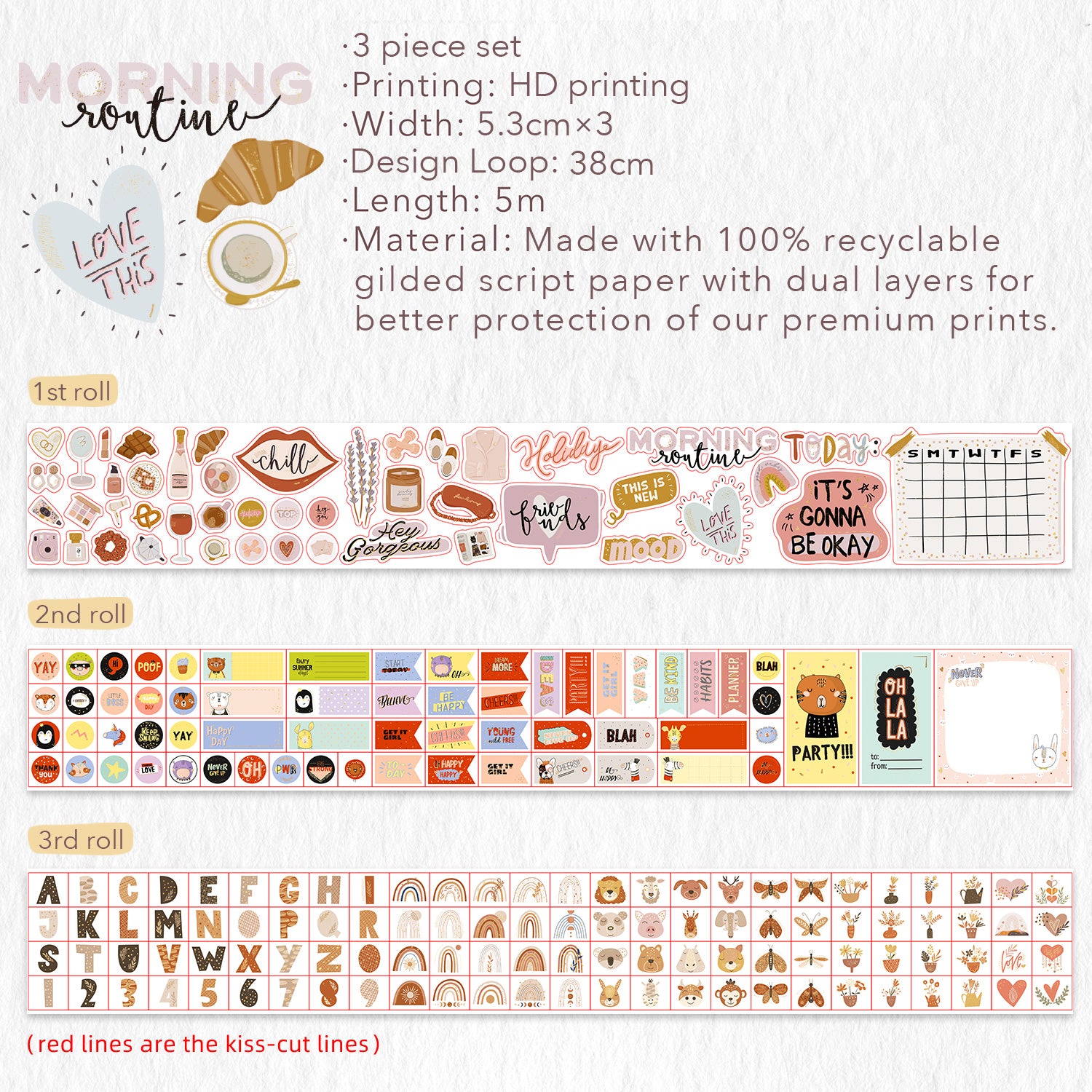 Pre-cut Boho Moments Script Tape Set (GILDED)