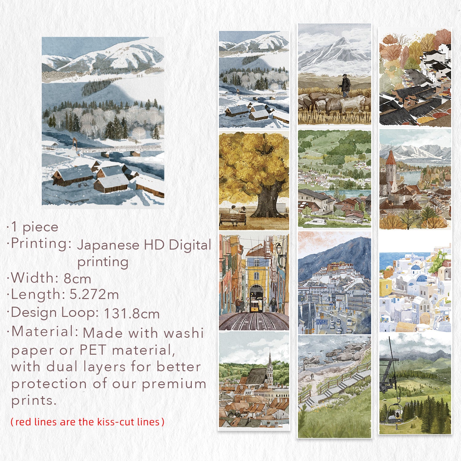 Wandering Horizon Wide Washi/PET Tape | The Washi Tape Shop. Beautiful Washi and Decorative Tape For Bullet Journals, Gift Wrapping, Planner Decoration and DIY Projects