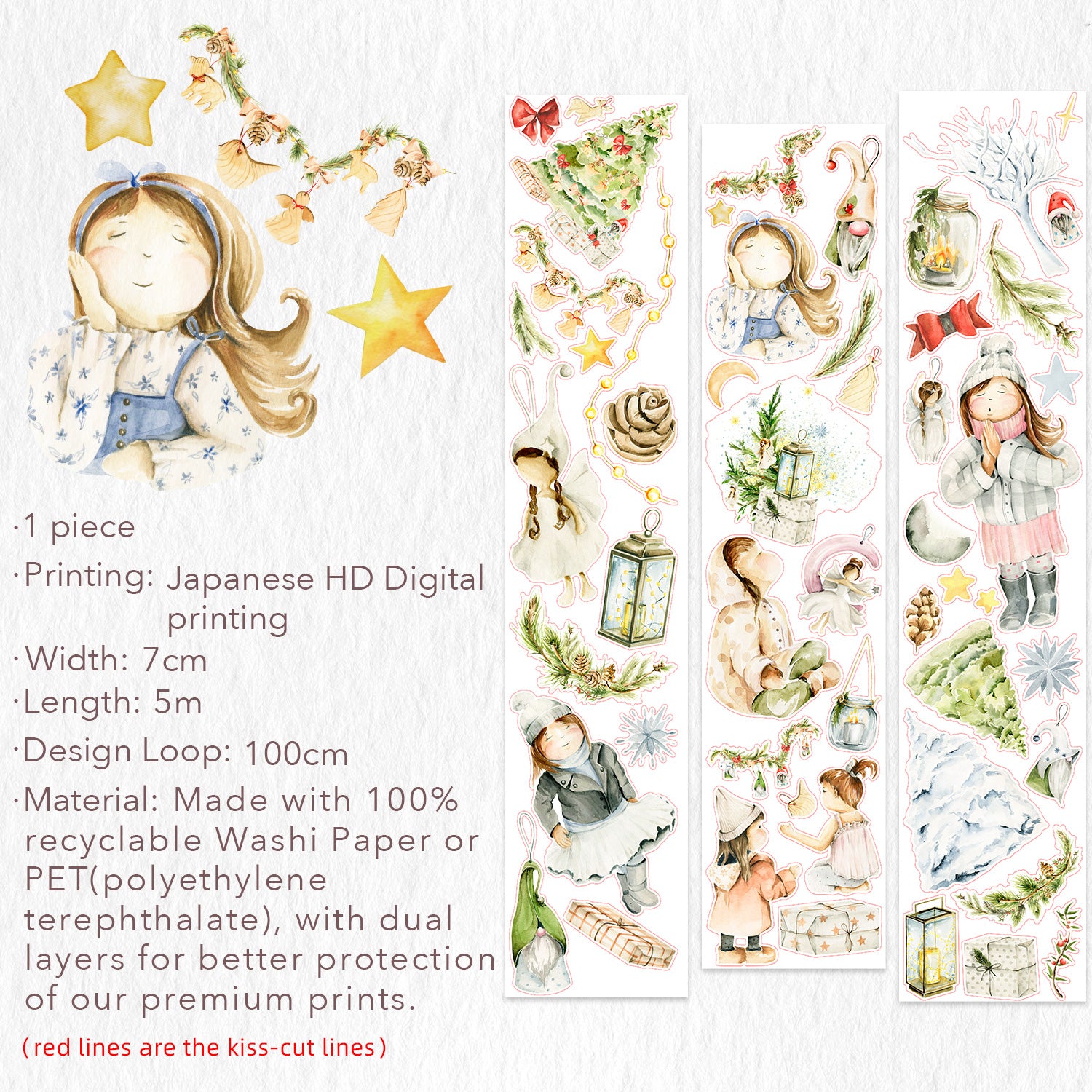 Pre-cut Winter Dreamscape Wide Washi/PET Tape
