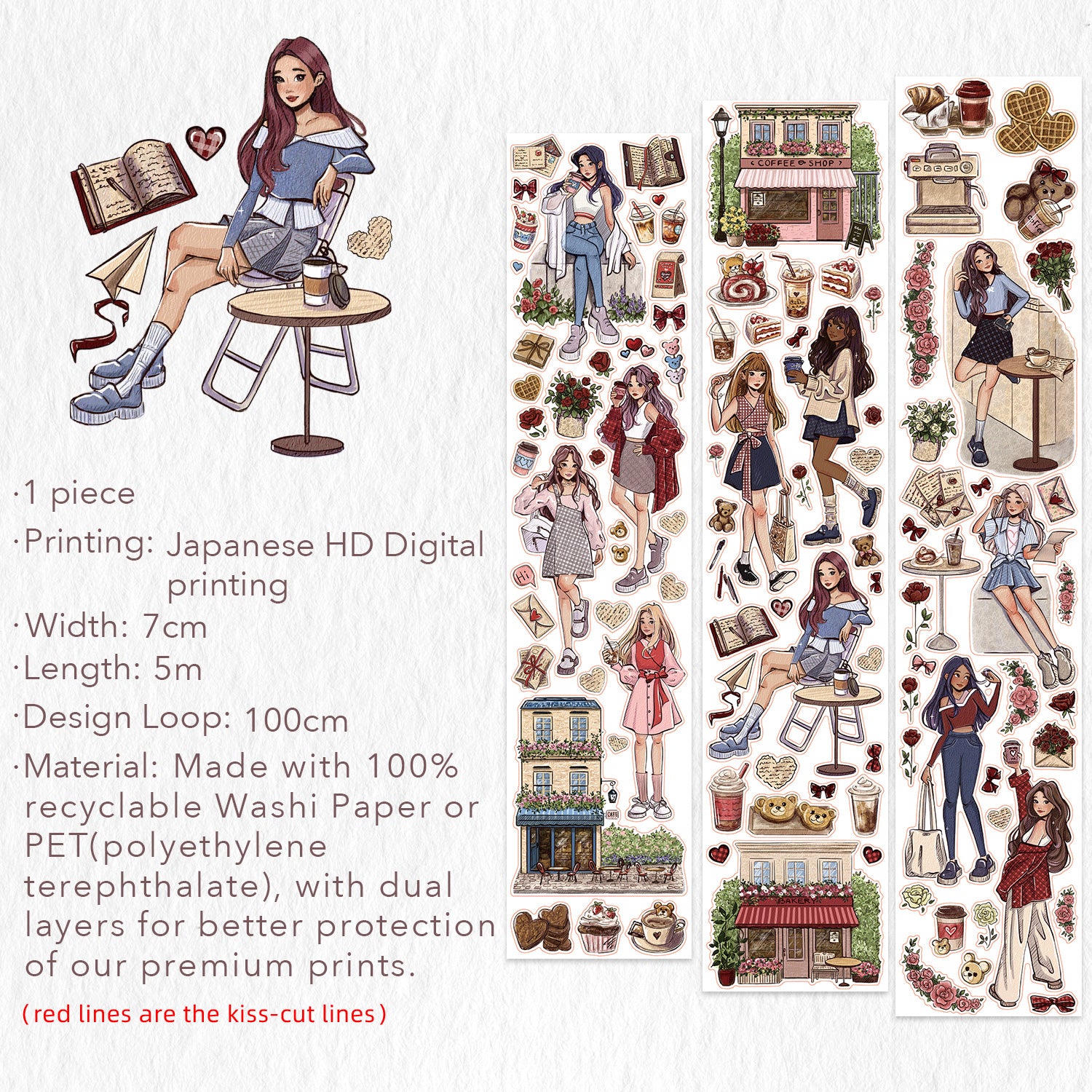 Pre-cut Journal Nook Wide Washi/PET Tape