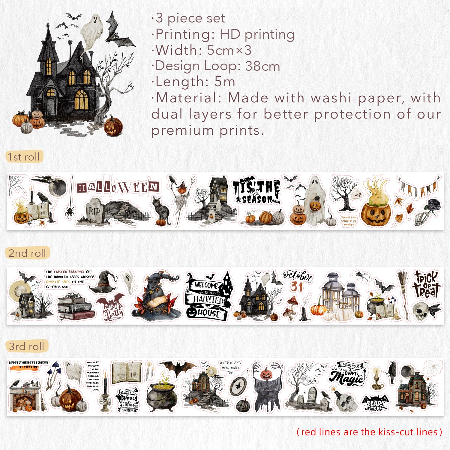 Haunted House Washi Tape Sticker Set